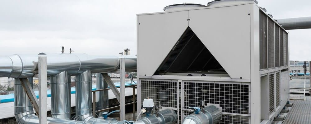 Industrial Chiller On Rooftop